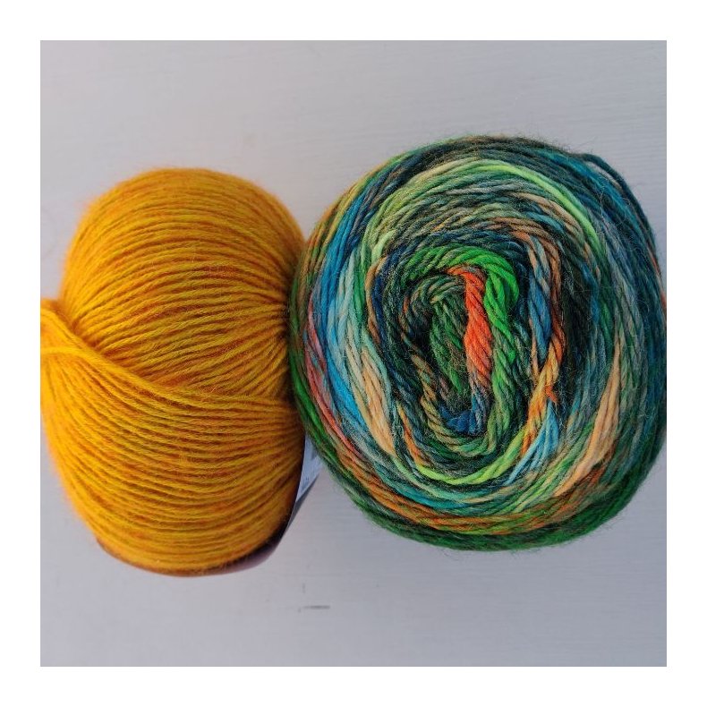 Garnkit sejlformet sjal i Colorissimo og Ecopuno