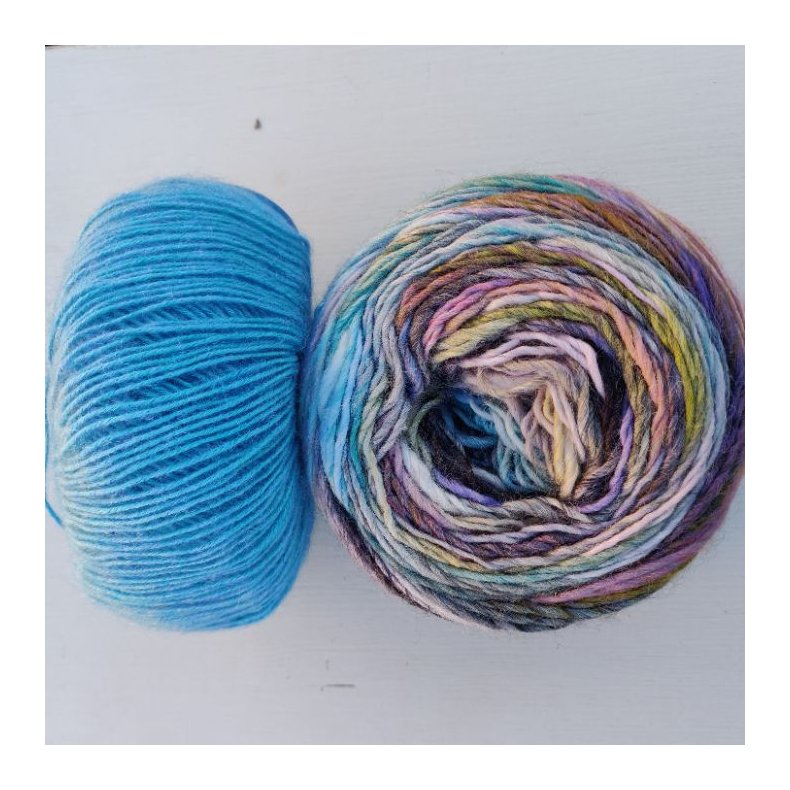 Garnkit sejlformet sjal i Colorissimo og Ecopuno