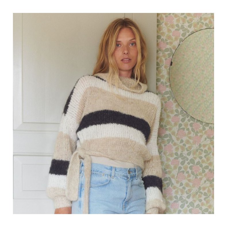 Opskrift Pullover med bindebnd i Natural Alpaca Lungo p Dansk sendes som PDF