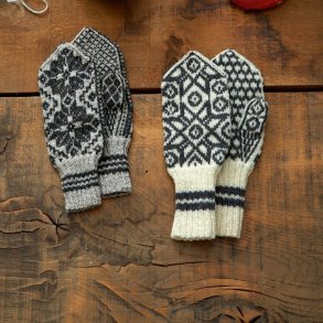 Opskrift Vanter i Meilenweit 50 (dem til venstre) p dansk sendes som PDF