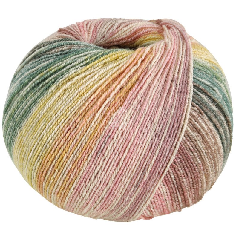 Meilenweit Bomuld/bambus Positano 2564 Mosgrn/Pastelgul/Lysorange/Pink 100g
