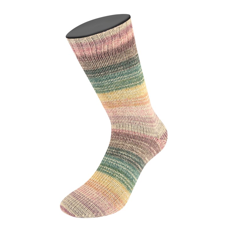 Meilenweit Bomuld/bambus Positano 2564 Mosgrn/Pastelgul/Lysorange/Pink 100g