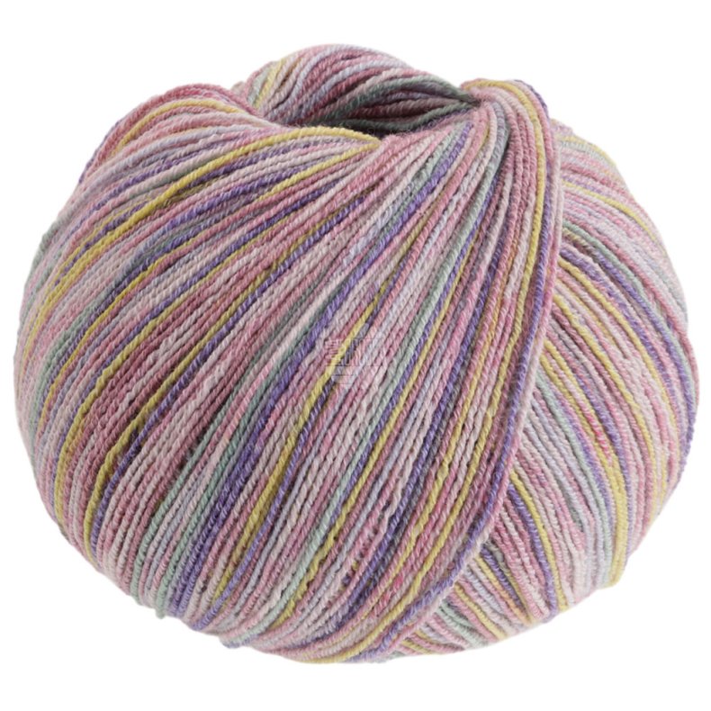 Meilenweit Bomuld/bambus Sole Mix 6413 Lysbl/Citrongul/Creme/Grviolet 100g