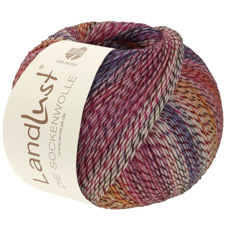 Landlust Die Sockenwolle 219 Ecru/Vinrd/Lilla/Pink 100g